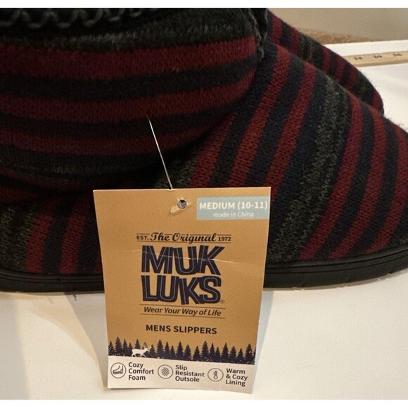 Muk Luks Men’s Slippers Size Medium (10-11) Ebony/Chianti NWT - Picture 5 of 7